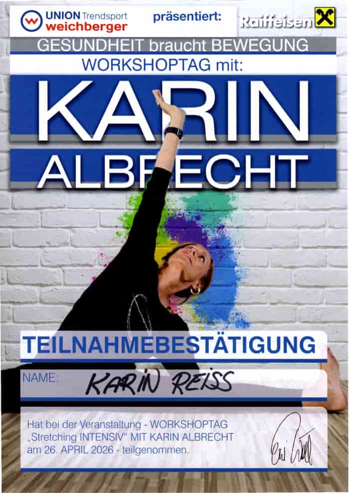 Teilnahmebestätigung am Workshoptag mit Karin Albrecht